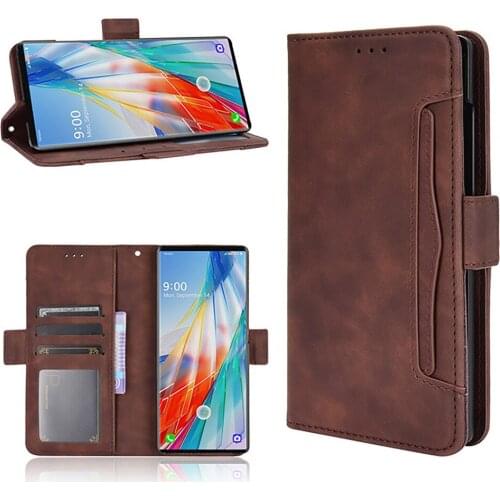 Flip Leather Protective Case for LG WING 5G Phone Multi-card Slot Wallet Type Protective Cover Shockproof Shell Case