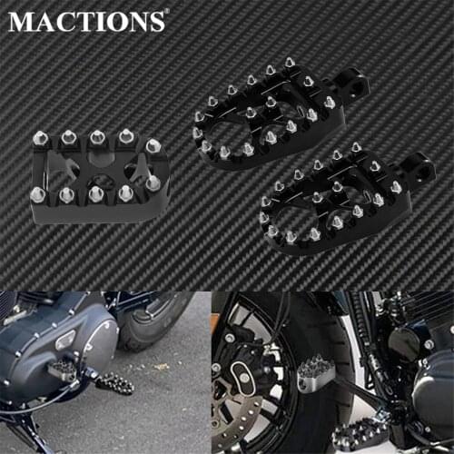 Motorcycle Black Footpegs CNC Wide FootRest Gear Shift Brake Pedals Toe Shifter Pegs For Harley Dyna Street Bob Sportster XL