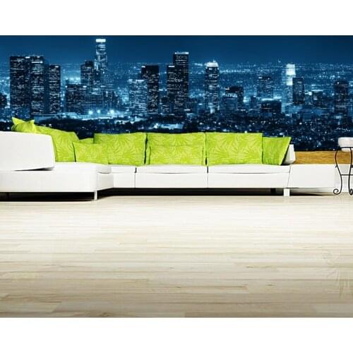 Losangeles skyscraper night city wallpaper papel de parede,restaurant living room tv sofa wall bedroom 3d wallpaper custom mural