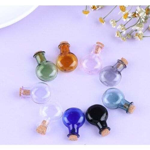 New Hot！ 2Pcs 1:12 Dollhouse Miniature Glass Color Bottles Cork Bottles Tiny Jar Wishing Bottle Model For Dollhouse Decoration
