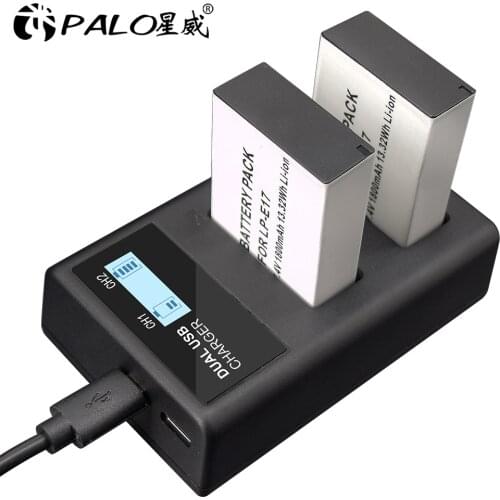 PALO LPE17 LP-E17 NEW LCD USB Dual Battery Charger for Canon EOS 200D M3 M6 750D 760D T6i T6s 800D 8000D Kiss X8i Cameras
