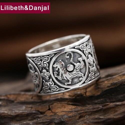 New Brand Men Women Ring S990 Sterling Silver Jewelry Ethnic Animal Holy Beast Dragon Ring Christmas gift Fine Jewelry FR66