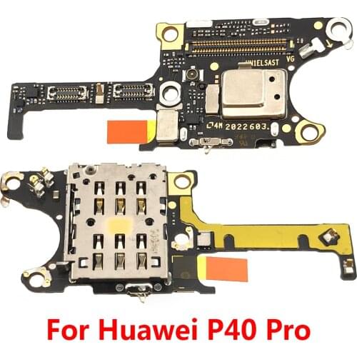 Original For Huawei P40 Pro SIM / SD Card Reader Holder Conecction Board With Microphone Flex Cable