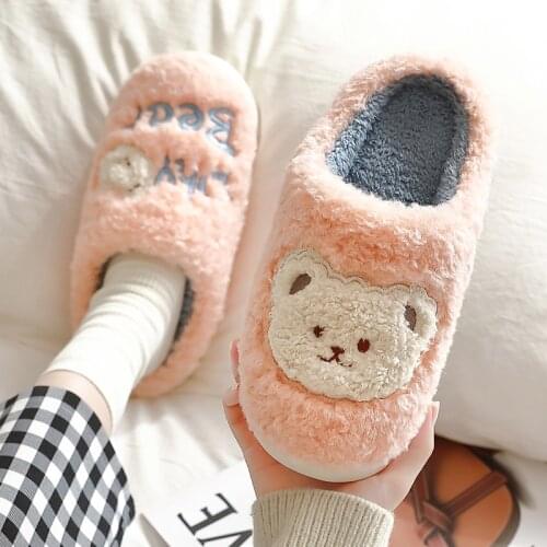 Fuzzy Slippers Men Warm Indoor Shoes 2021 Soft Women Cartoons Furry Slides Plush EVA Thick Light Home Flats Platform Anti-slip