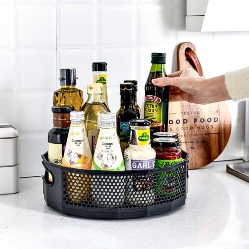 Storage Cabinet-Organizer Drain Rack Turntable Cosmetic PET Rotation Tray 360 Spice Bathroom Kitchen Plate Spice-Jar OrganizerWF