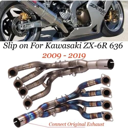 Slip on For Kawasaki zx6r ZX-6R 636 2009 - 2019 Full System Motorcycle Exhaust Escape Modify Titanium Alloy Front Mid Link Pipe