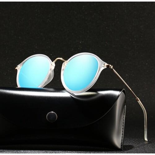 With Case Polaroid Sunglasses Unisex Round Vintage Sun Glasses Famous Brand Sunglases Polarized Sunglasses Retro for Women Men