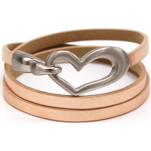 TOTABC Vintage Leather Bracelet Heart Womens Charm Hand three times packaging Leather Wrap Bracelet