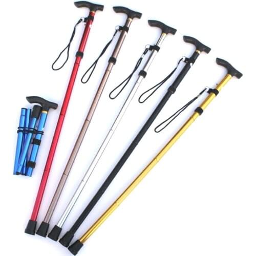 5 Colors Walking Stick Hiking Walking Trekking Trail Ultralight 4-section Adjustable Canes Aluminum Alloy Folding Cane
