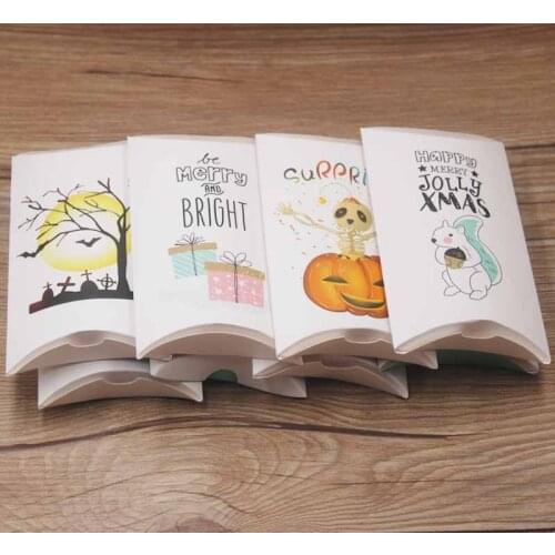 50pcs pillow packaging new arrived fashion printing kraft/white 12*7*2cm and 8*5.5*2cm pillow box jewelry display high-quality