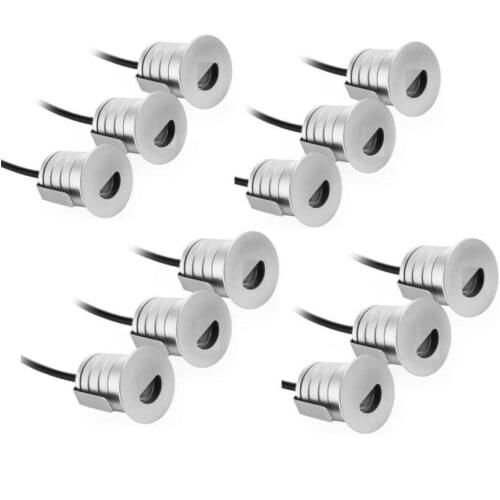 1W LED Inground Light Outdoor Underground Lights Recessed Spotlight Kit IP67 DC12V-24V Patio Pavers Floor Deck Stair Lamp 6PCS