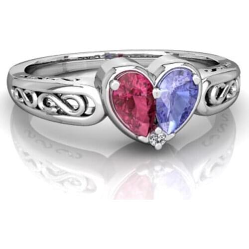 MENGYI Vintage Antique Tow-Tone Heart Rings For Women Fine Hollow Irregularity 9 2 5 Jewelry Wedding Party Ring Anniversary Gift