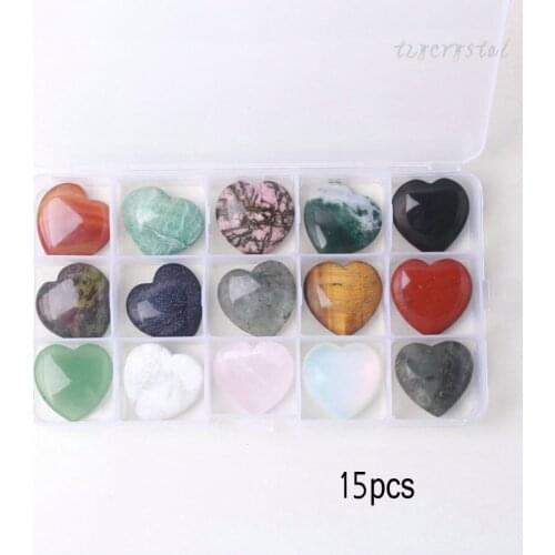 1box Natural Polished Peach Heart Gemstone Stone Crystal Mix