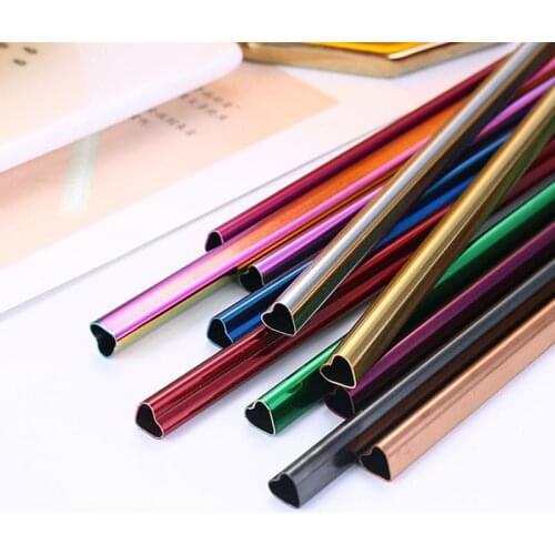 1Pcs Western Style Heart-shaped Kitchen Supplies Drinking Straw Bubble Tea Straws Bar Party Accessory 304 Stainless Steel