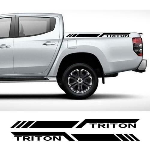 2PCS Car trunk decoration stickers striped vinyl decals for Mitsubishi L200 Triton pickup truck racing decal Accessories