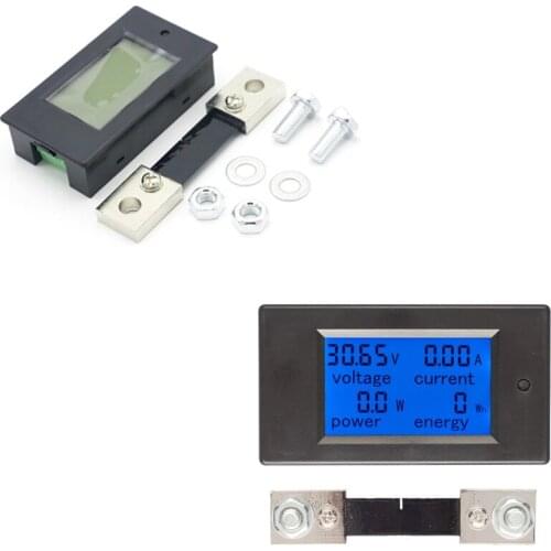 20set DC 6.5-100V 100A LCD Display Digital Current Voltage Power Energy Meter Multimeter Ammeter Voltmeter & 100A Current Shunt