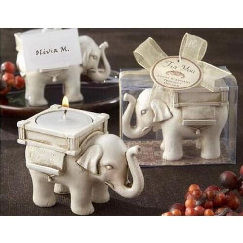 200 pcs Wedding Favors Ceramic Lucky Elephant Candle Holder Tea Light Candlestick