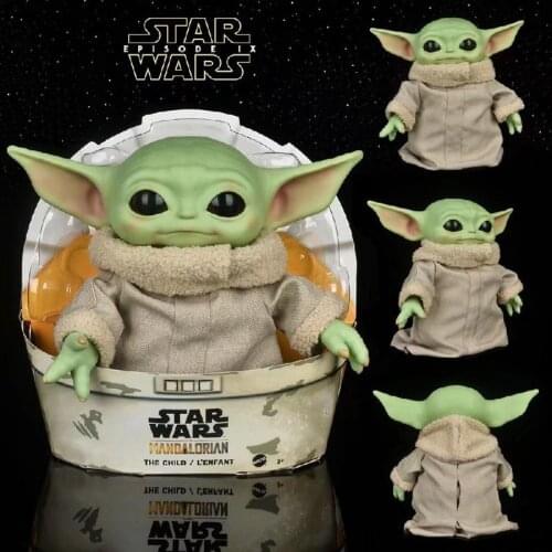 28cm Star Wars Yoda Baby The Grogu Pvc Anime Plush Action Figure Toys Yoda Master The Mandalorian Dolls Gifts For Children Toys