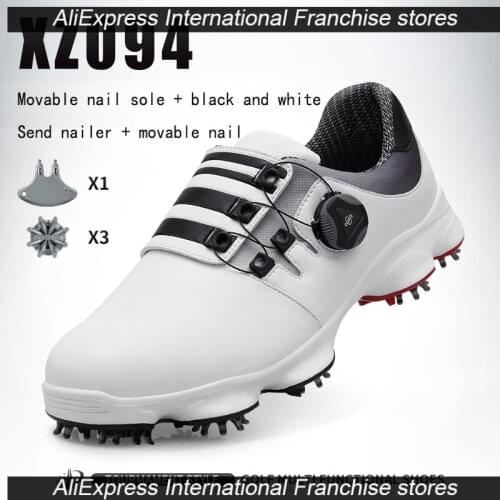 Free 3PCS Spikes Professional Training Running Non-slip Male Knob shoes Golf sportswear Sneakers Microfiber Leather quality Shoe