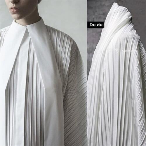 50*145cm Crushed Texture Clothing fabric Stripe Pattern piano Shape Pressure plait Skirt fabric DIY