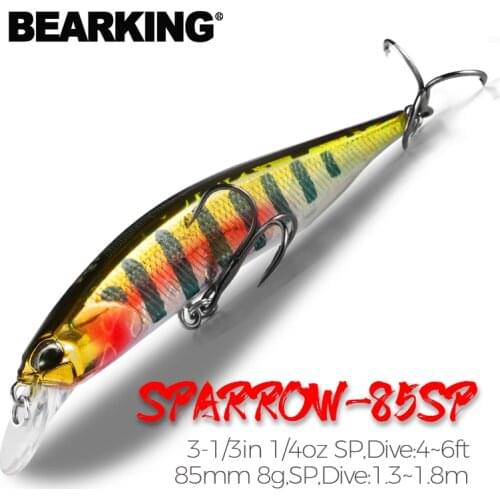 BEARKING 85mm 8g hot model fishing lures hard bait 14color for choose minnow quality professional minnow depth1.3-1.8m
