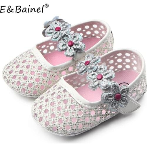 E&Bainel Baby Girl Shoes First Walker Summer Bling Shoes Pu Leather Infant Newborn Girl Flower Princess Party Shoes Soft Sole M