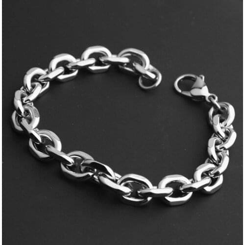 Granny Chic 9mm Cool Fashion High Quality Stainless Steel Pop Punk Rock Style Curb Cuban Chain Link Bracelet Men Jewelry