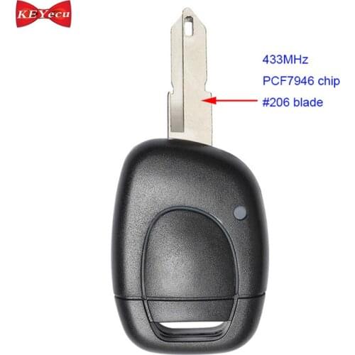 KEYECU for Renault Clio Kangoo Master Twingo Remote Key Fob NE73 Blade PCF7946 Chip 433MHz