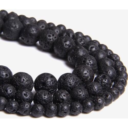 Natural Black Lava Stone Beads Natural Volcanic Stone Round Beads For Jewelry Making Wholesale Jewelry Accessories