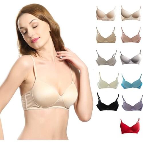 Birdsky, 2pcs 100% mulberry pure silk Women bra brassiere breast top push up thin cup wire rimless , 11 solid colors. OR-59