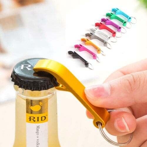 Colorful Can Opener Beer Bottle Opener Bar Mini Beverage Bottle Opener Metal Keychain Ring Portable Pocket Key Chain