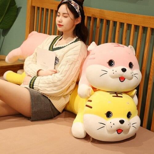 Long Lying Tiger Plush Toy Soft Stuffed Cartoon Animal Doll Bedroom Rest Pillow Sofa Cushion High Quality Birthday Gift For Girl