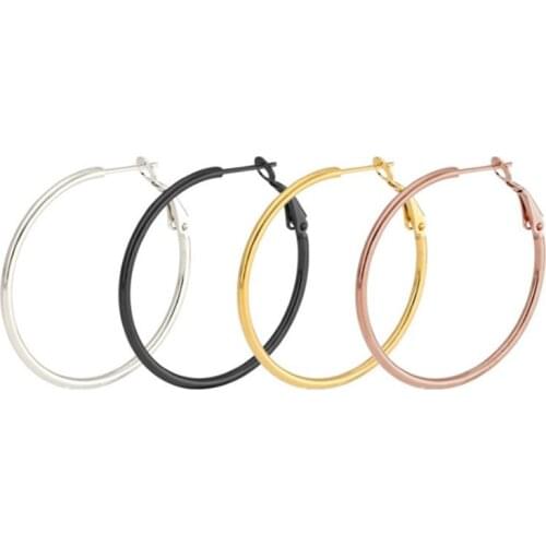 DoreenBeads 5/6/7/8cm Geometric Big Hoop Earrings For Women Daily Accessories Rose Gold Color/Silver Color Girls Sensitive Ears