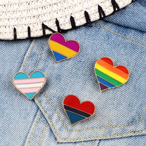 Rainbow Heart Enamel Pins LGBT Pride Brooches Intersex Gay Lesbian Colorful Badge For Women Men Jackets Lapel Pin Unisex Jewelry