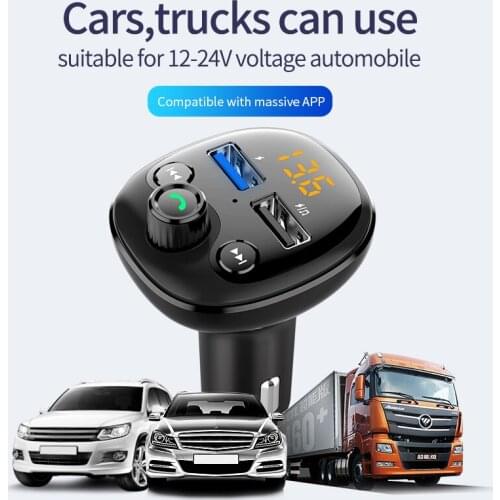 QC3.0 FM Transmitter Bluetooth With Hands-free Speaking Dual USB Fast Charger Car Wirless Radio Adapter MP3 Music Player