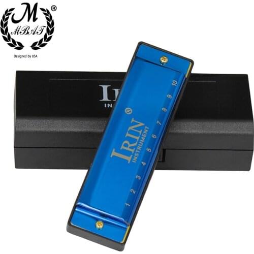 M MBAT High Quality 10 Holes 20 Tone C Key Blues Harmonica Musical Instrument Baby Educational Toy Blue Harmonica With ABS Case