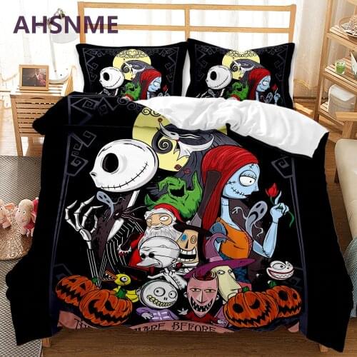 AHSNME Tim Burtons Corpse Bride Bedding Set Print Quilt Cover for King Size Market can be customized pattern bedding