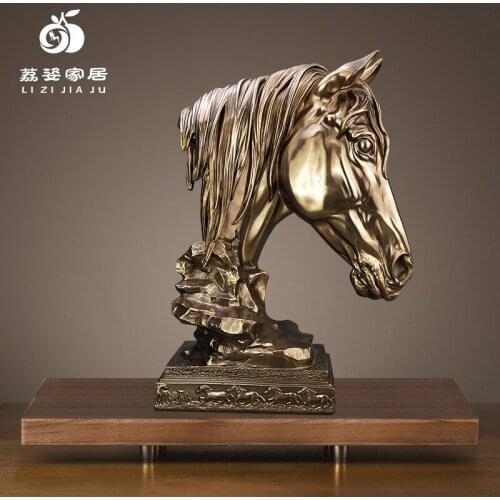 CREATIVE MODERN SIMPLE COLD CAST COPPER RESIN HANDICRAFTS HORSEHEAD OFFICE DECORATION HOME DECORATION ACCESSORIES