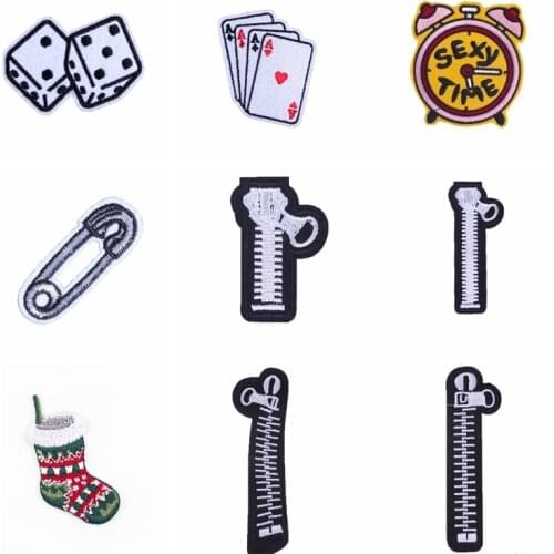 Cartoon Zipper Embroidered Patches For Clothing Iron on Patch stripes on Clothes Iron Fusible Sewing Applique Accessories Decor