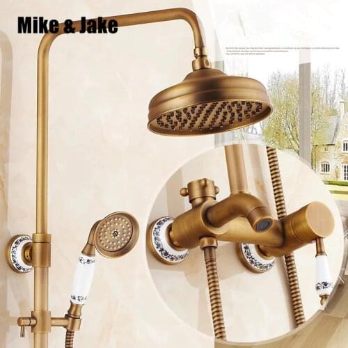 Bathroom antique shower set with ceramic wall shower faucet antique shower set Antique Shower Bathtub hot&cold Faucet Sets