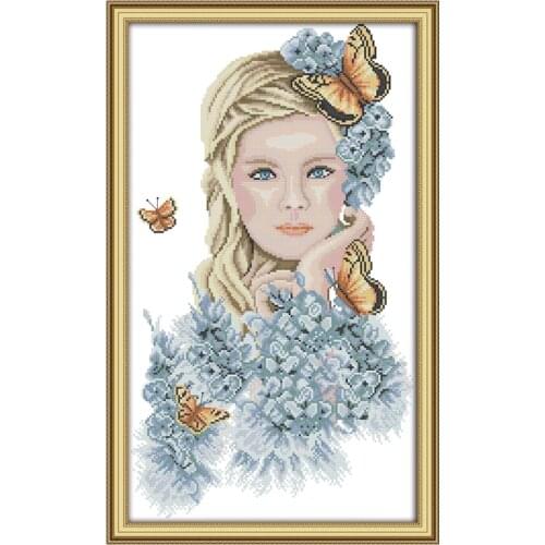 Madame Butterfly cross stitch kit aida 14ct 11ct count printed canvas stitches embroidery DIY handmade needlework
