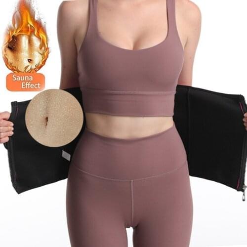 Neoprene Sauna Zipper Shaper Waist Trainer Corset Sweat Slimming Belt for Women Weight Loss Compression Trimmer Belt