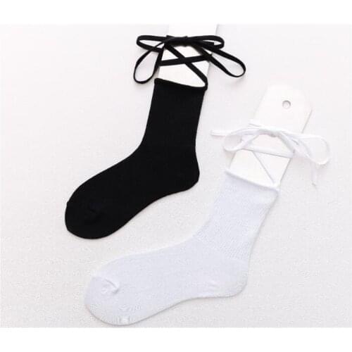 Ribbon Bow Socks Casual Girl Lolita Lace up stocking Cute Ladies Bow knot Socks D220