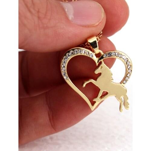 Hzew new running horse and heart pendant necklace animal necklaces gift
