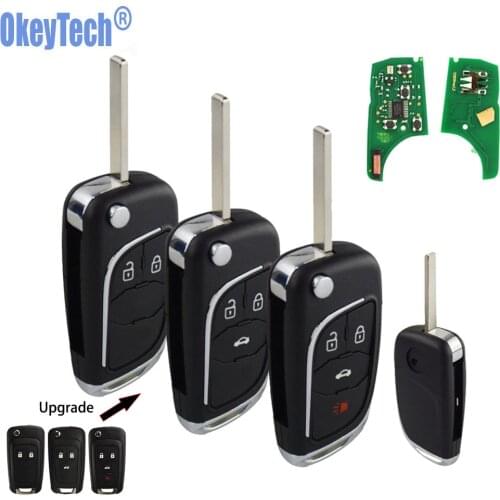 OkeyTech for Vauxhall Opel Insignia Astra J Insignia Remote Key Modified Flip Folding Car Key 433Mhz ID46 Chip HU100 Uncut Blade