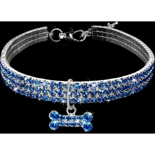 Crystal elastic line section bone pendant pet necklace pet supplies pet collar dog collars dog tag