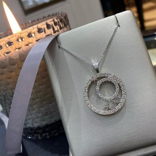 Huitan Delicate Circle Pendant Necklace with Full Zirconia Bling Bling Accessories for Women Luxury Fashion Wedding Jewelry Newl