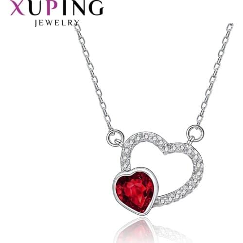 Xuping Jewelry Lovely Heart Shape Crystals Necklace for Women Sweet Little Fresh Romantic Gift 40348