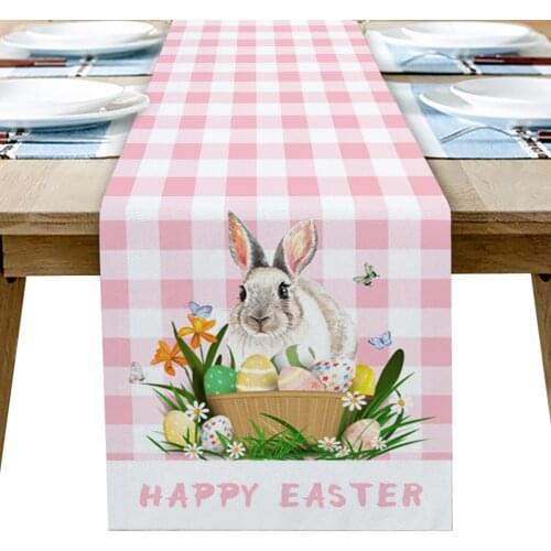 Easter Bunny And Egg Plaid Table Runner Wedding Table Decoration Home Decor Kitchen Table Runners And Placemats
