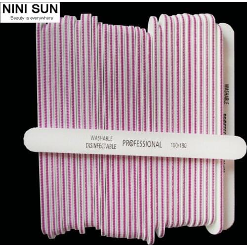 50Pcs Grey Acrylic Nail File 100/180 Nail Art Buffer Sanding Nails File Salon Glitter Sandpaper Emery Board Lime a ongle Tools